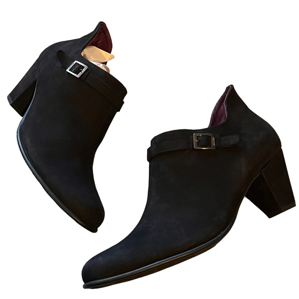 Arche Black Suede Buckle Ankle Bootie 10